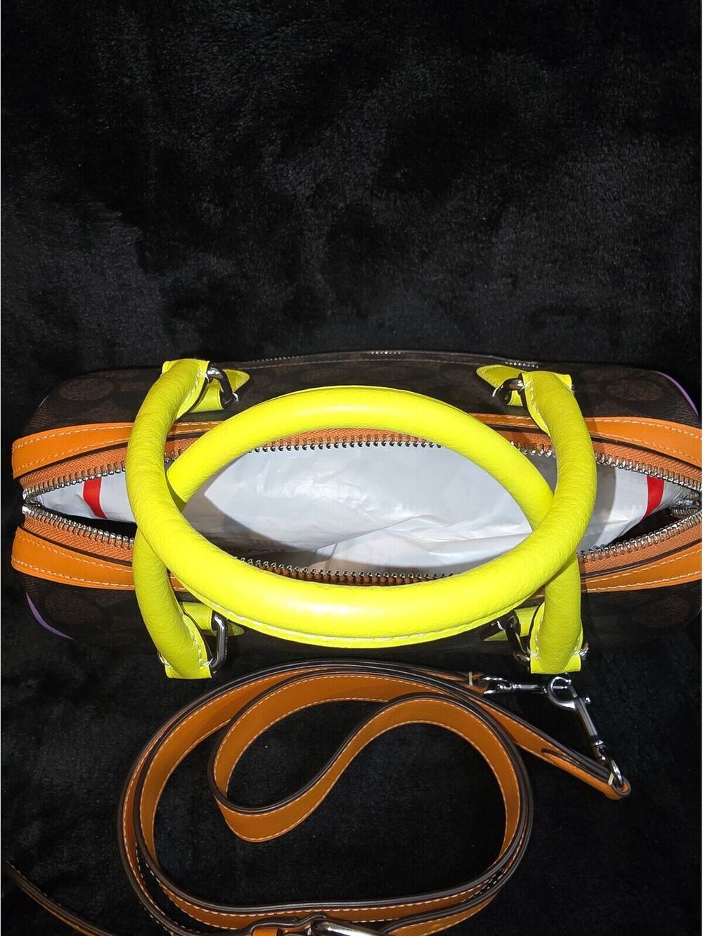 106. NWOT 2023 Coach Rowan Satchel In Colorblock Signature Canvas - Picture 6 of 7